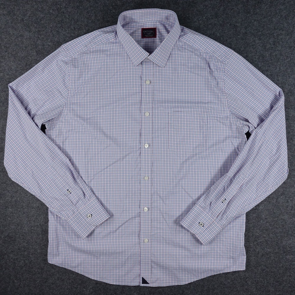 UNTUCKit Men's Purple Check Dress Shirt